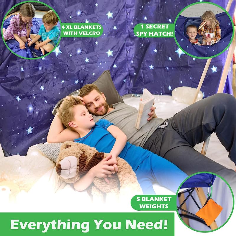 Molcey Blanket Fort Building Kit for Kids 3-12 | Indoor & Outdoor Fort Play