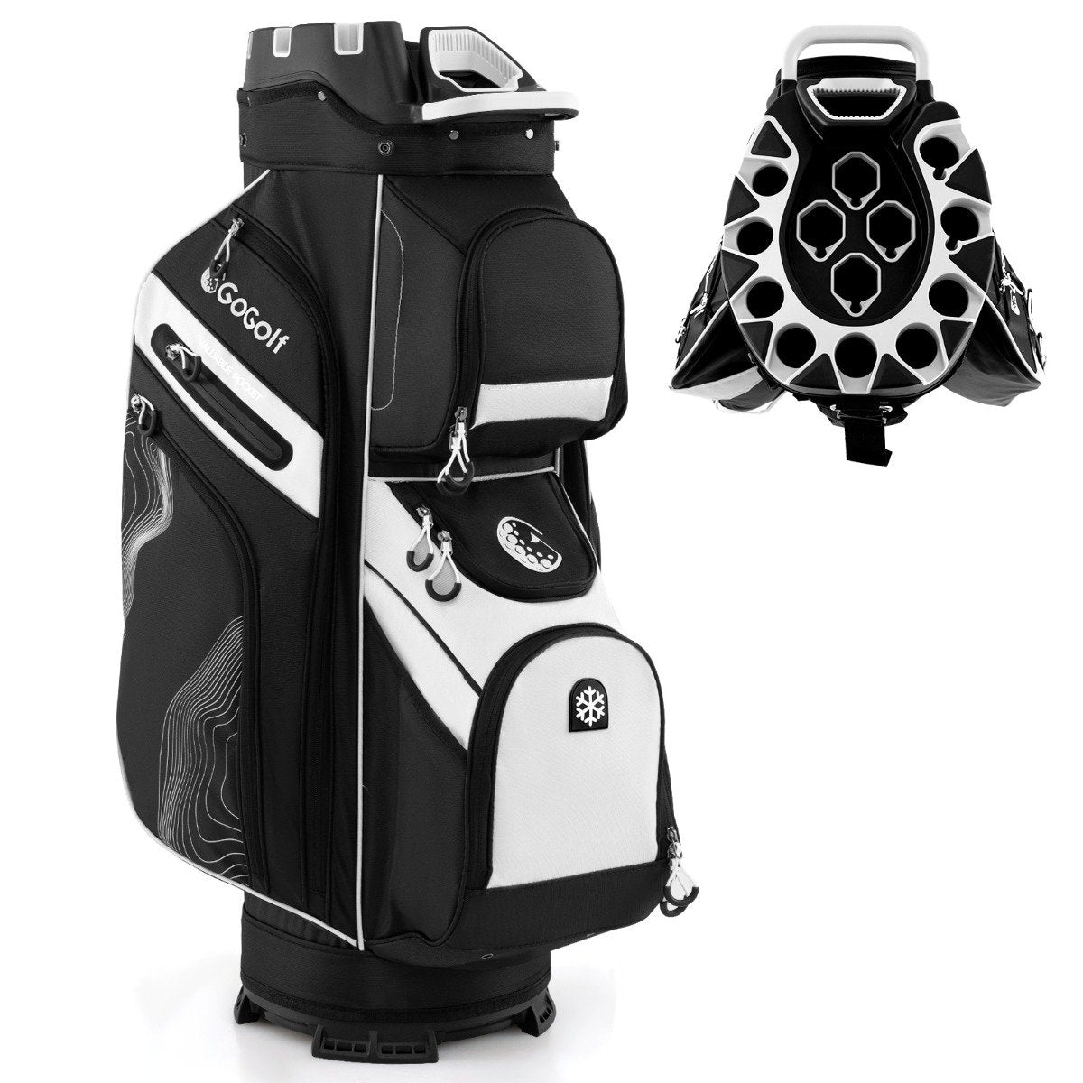 Golf Cart Bag Molded Lock Top Golf Bag with 14-Way Full Length Dividers-Black