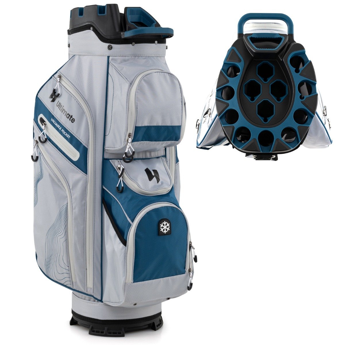 Golf Cart Bag Molded Lock Top Golf Bag with 14-Way Full Length Dividers-Black