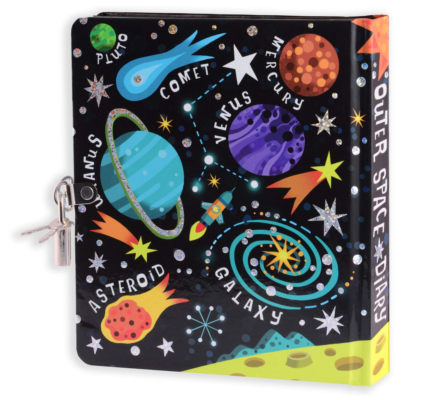 MOLLYBEE KIDS Outer Space Lock & Key Diary – 208 Lined Pages