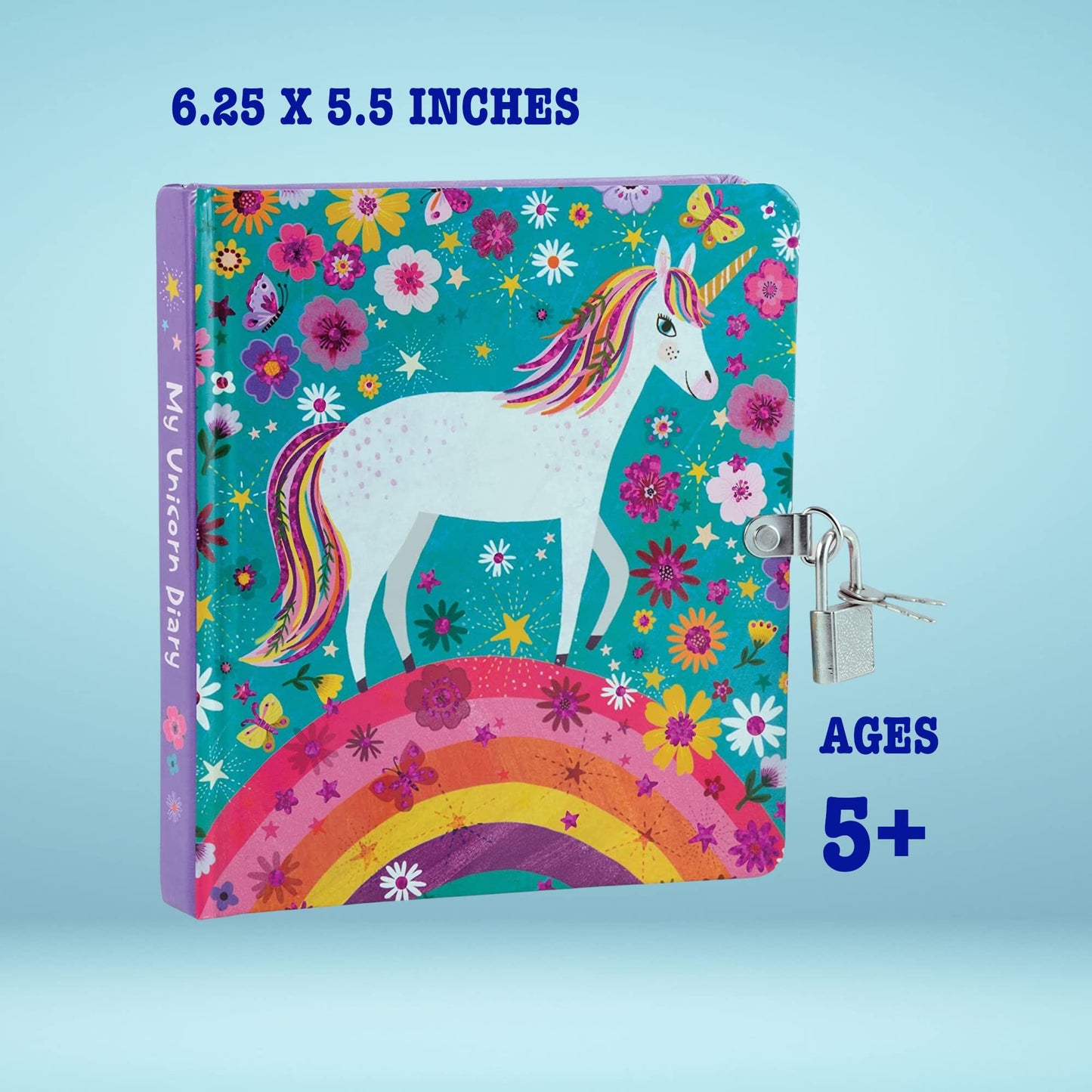 MOLLYBEE KIDS Unicorn Lock and Key Diary – 208 Pages, 6.25 x 5.5 Inches | Girls Journal