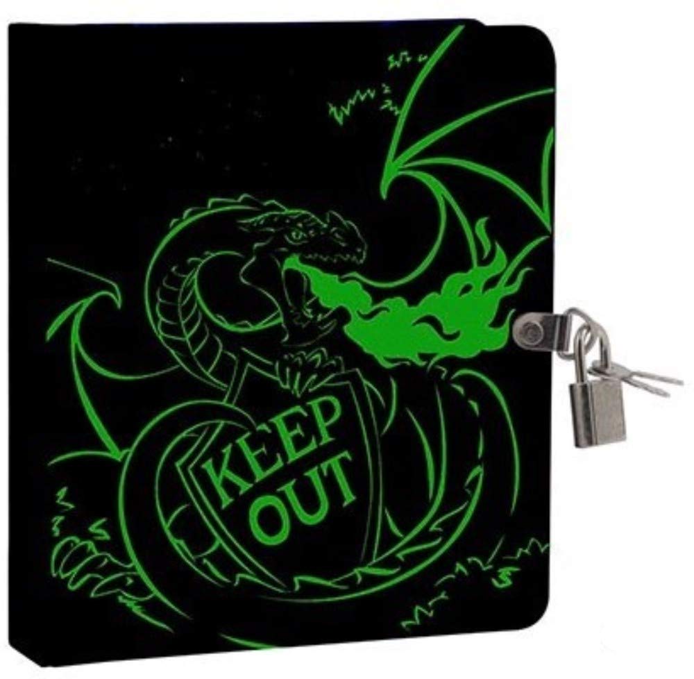 MOLLYBEE KIDS Glow in the Dark Dragon Diary with Lock and 2 Keys – 208 Lined Pages, 5.5 x 6.25 in, Boys Journal