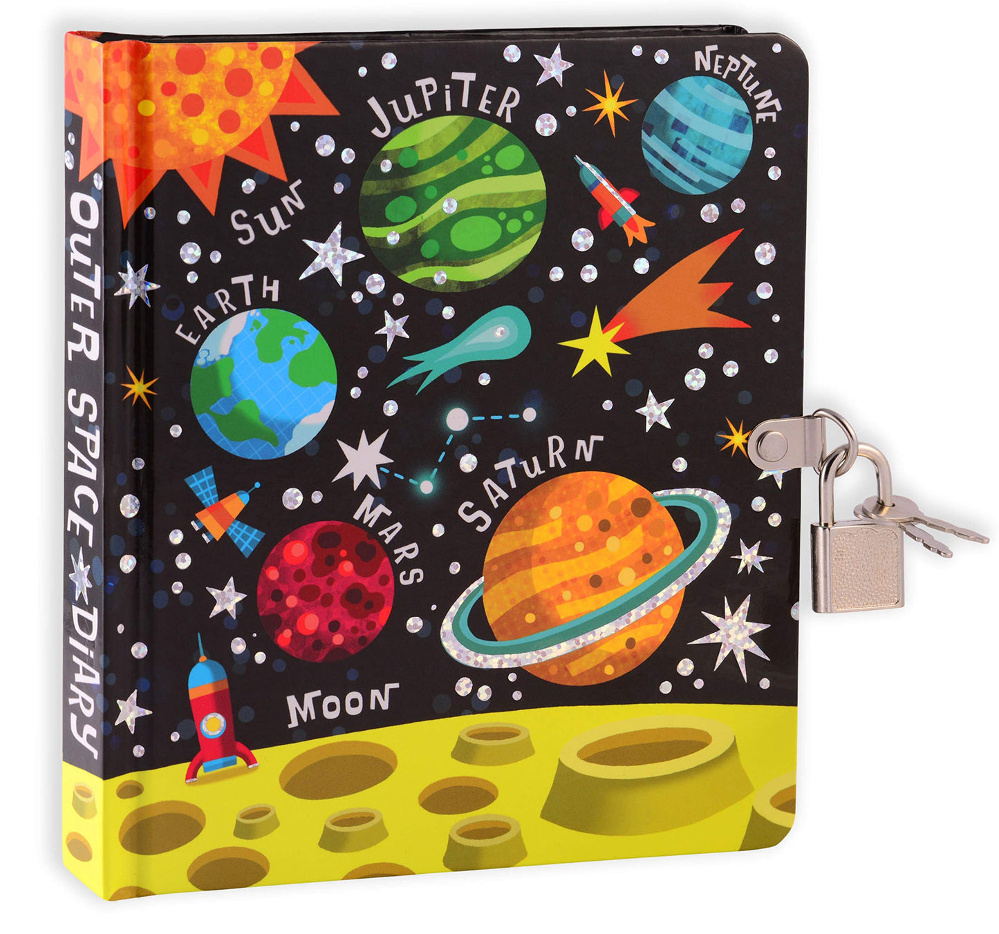 MOLLYBEE KIDS Outer Space Lock & Key Diary – 208 Lined Pages