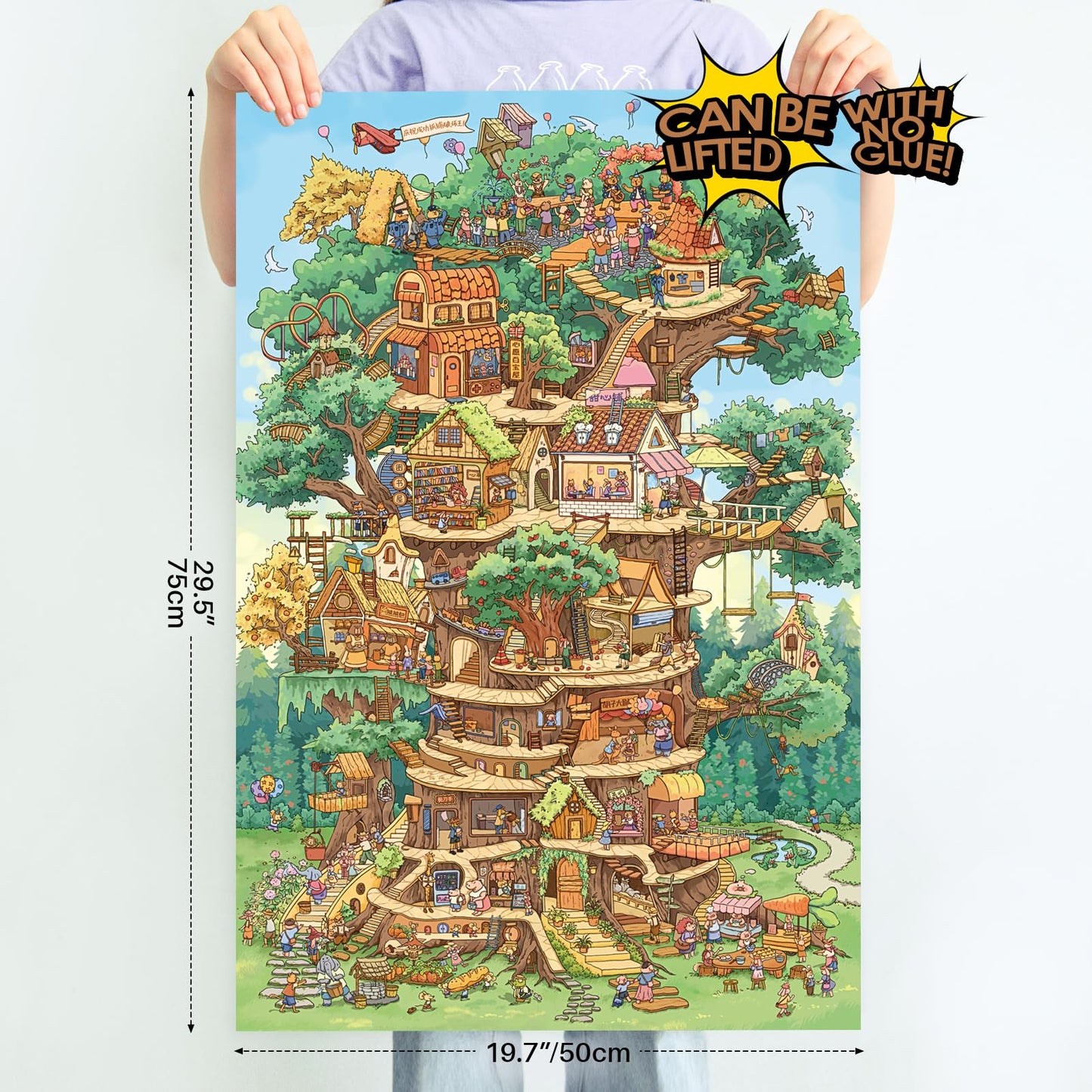 MOMIBOOK 1000 Piece Puzzle – The Wonderful Tree House Expedition (Luminous Painting)