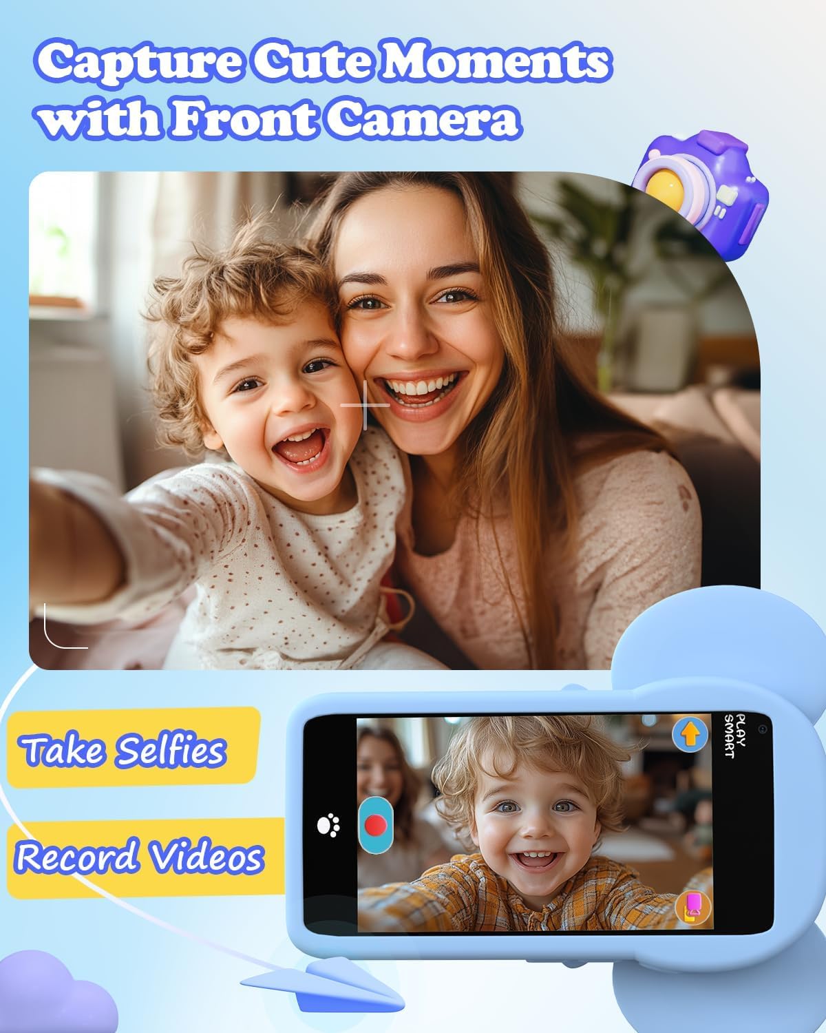 MOMILLA Kids Phone with 3.97-inch Touchscreen | 16 GB Storage, Front Camera Toy for Ages 3-8