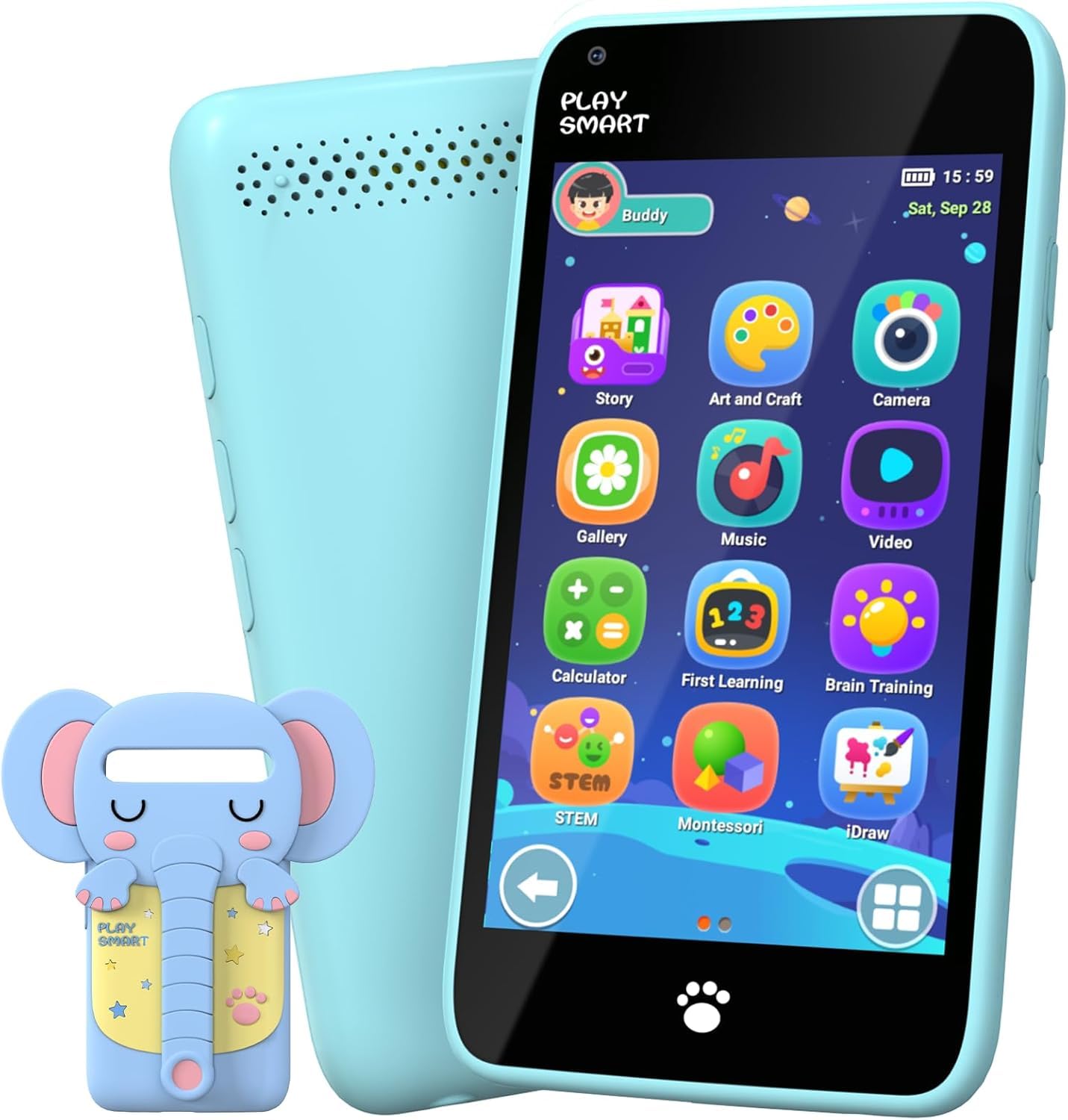 MOMILLA Kids Phone with 3.97-inch Touchscreen | 16 GB Storage, Front Camera Toy for Ages 3-8