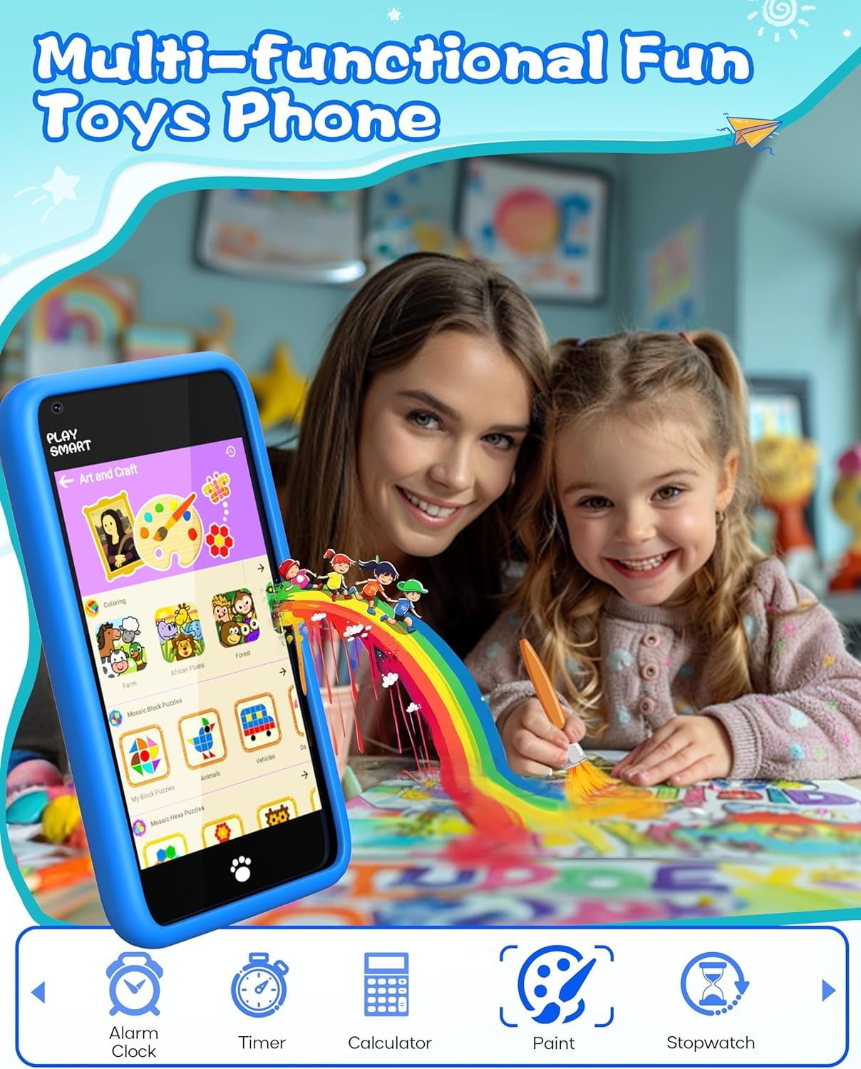 MOMILLA Kids Toys Smart Phone | 3.97” Touchscreen, 200+ Games, Front Camera