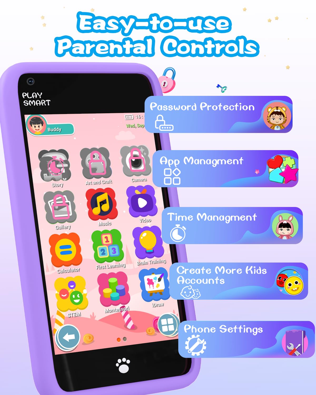 MOMILLA Kids Smart Phone KDPS-1 – 3.97-inch Screen, 16GB, Front Camera, Parental Controls