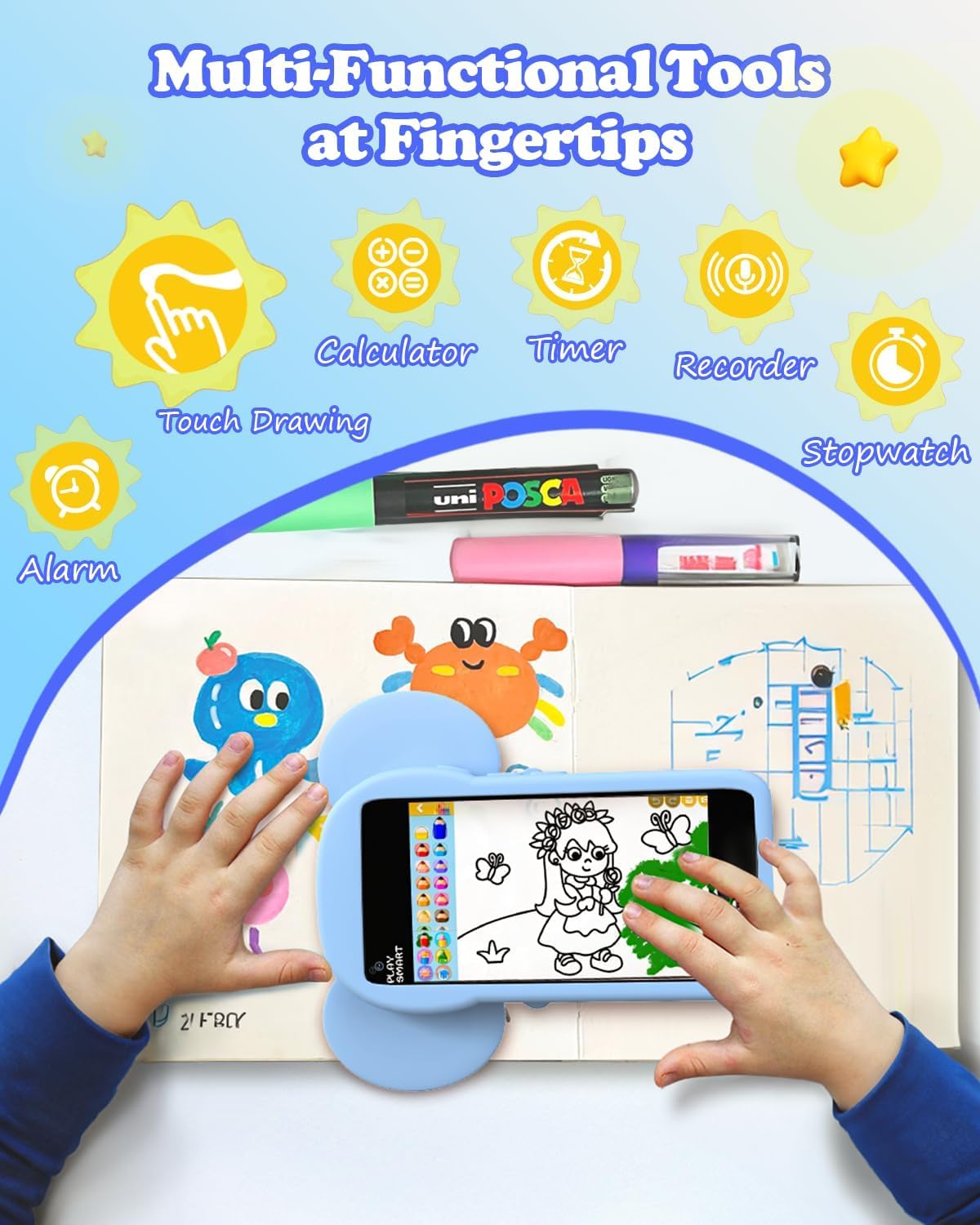 MOMILLA Kids Phone with 3.97-inch Touchscreen | 16 GB Storage, Front Camera Toy for Ages 3-8