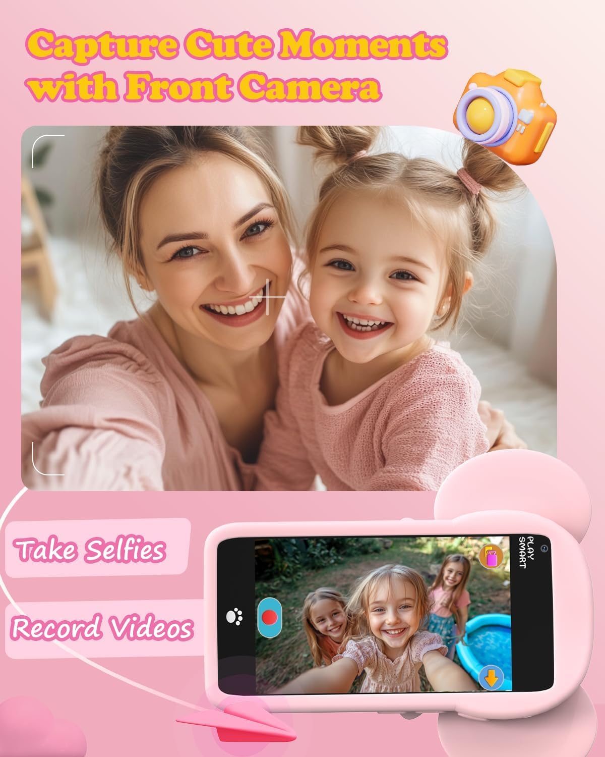 MOMILLA Kids Phone with 3.97 inch Touchscreen – 220+ Educational Games, Front Camera, 16GB, Parental Controls