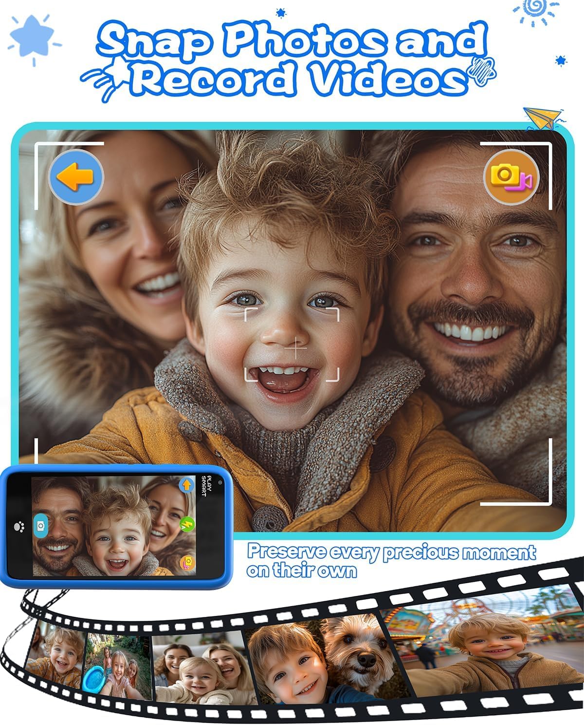 MOMILLA Kids Toys Smart Phone | 3.97” Touchscreen, 200+ Games, Front Camera