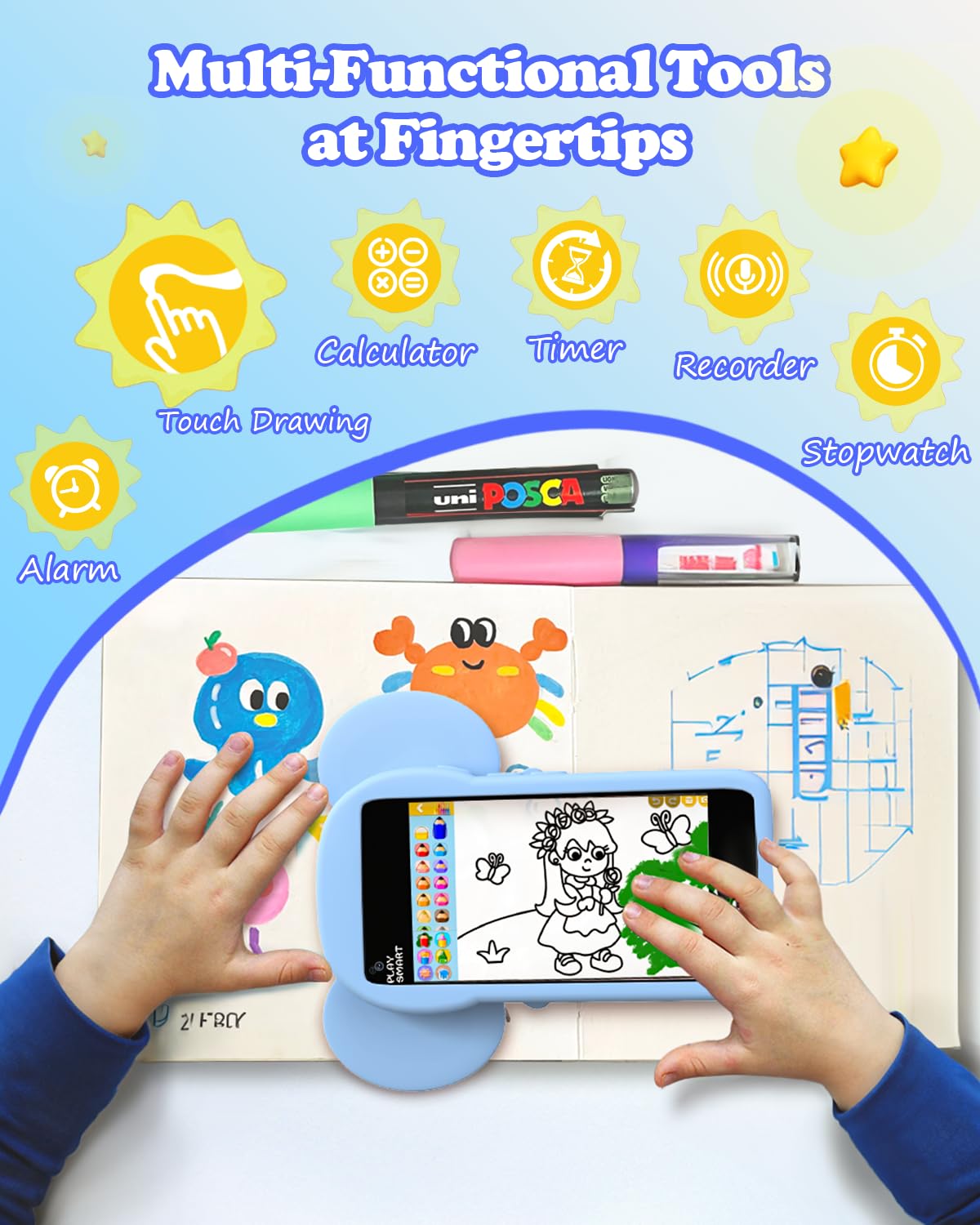 MOMILLA Kids Phone: 3.97 inch touchscreen toy with 16GB, 200+ games, sleep music – gift for ages 3–9