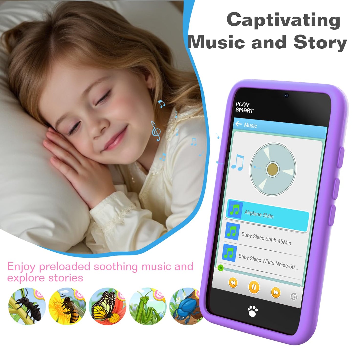 MOMILLA Kids Smart Phone Toy | 3.97 inch Screen, Dual Cameras, 200+ Games, 16GB
