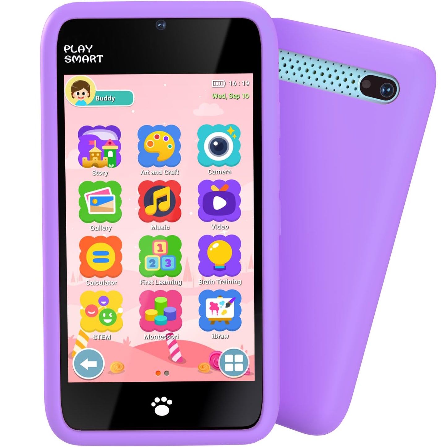 MOMILLA Kids Smart Phone Toy | 3.97 inch Screen, Dual Cameras, 200+ Games, 16GB