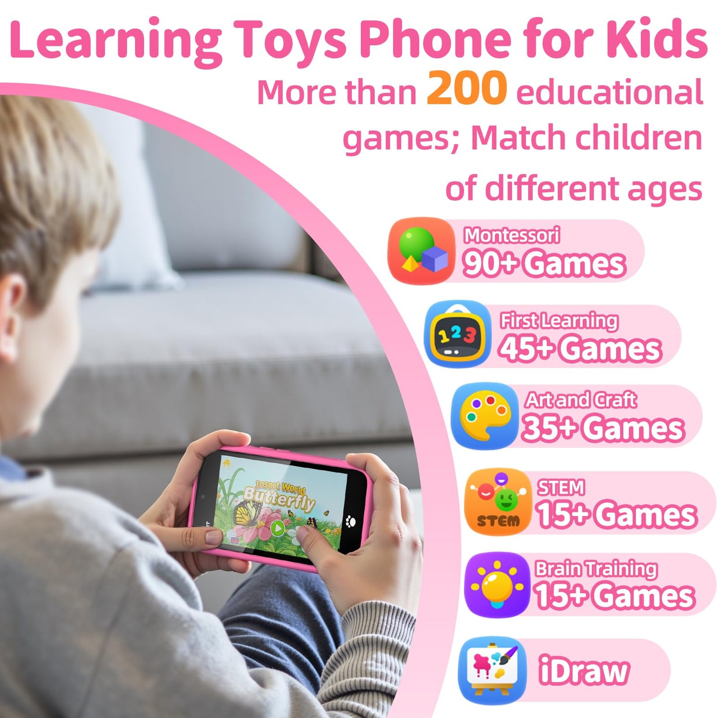 MOMILLA Kids Smart Phone with Dual Camera - 200+ Educational Games & Parental Controls