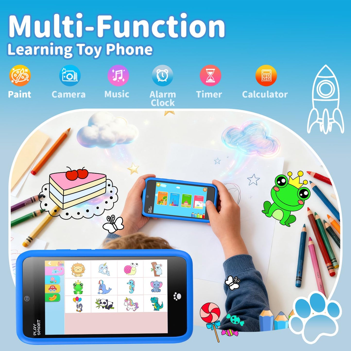 MOMILLA Kids Toy Smart Phone – 3.97-inch Screen, Dual Cameras, 200+ Games, Parental Controls, 16GB