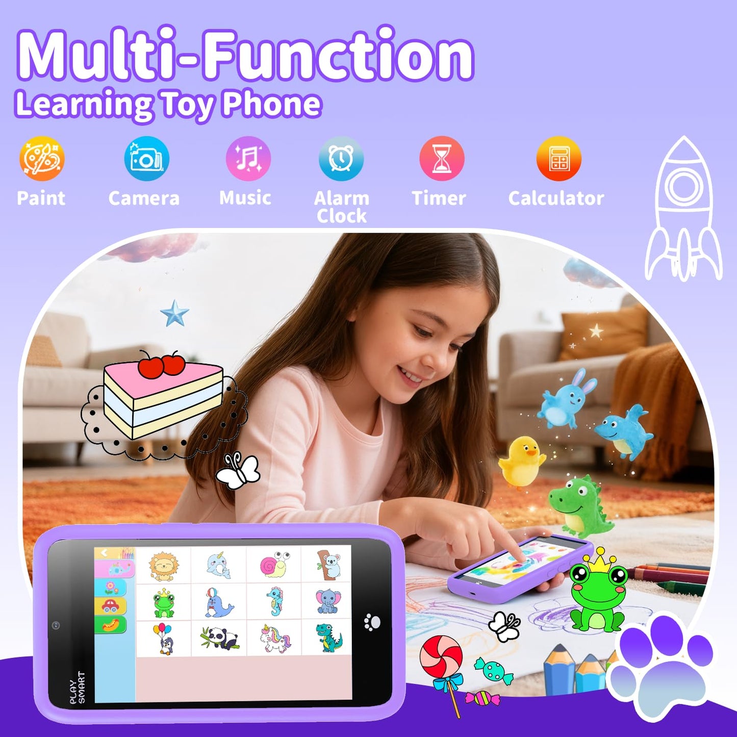 MOMILLA Kids Smart Phone Toy for Girls – 3.97” Touchscreen, Dual Cameras, 200+ Games, 16GB Storage