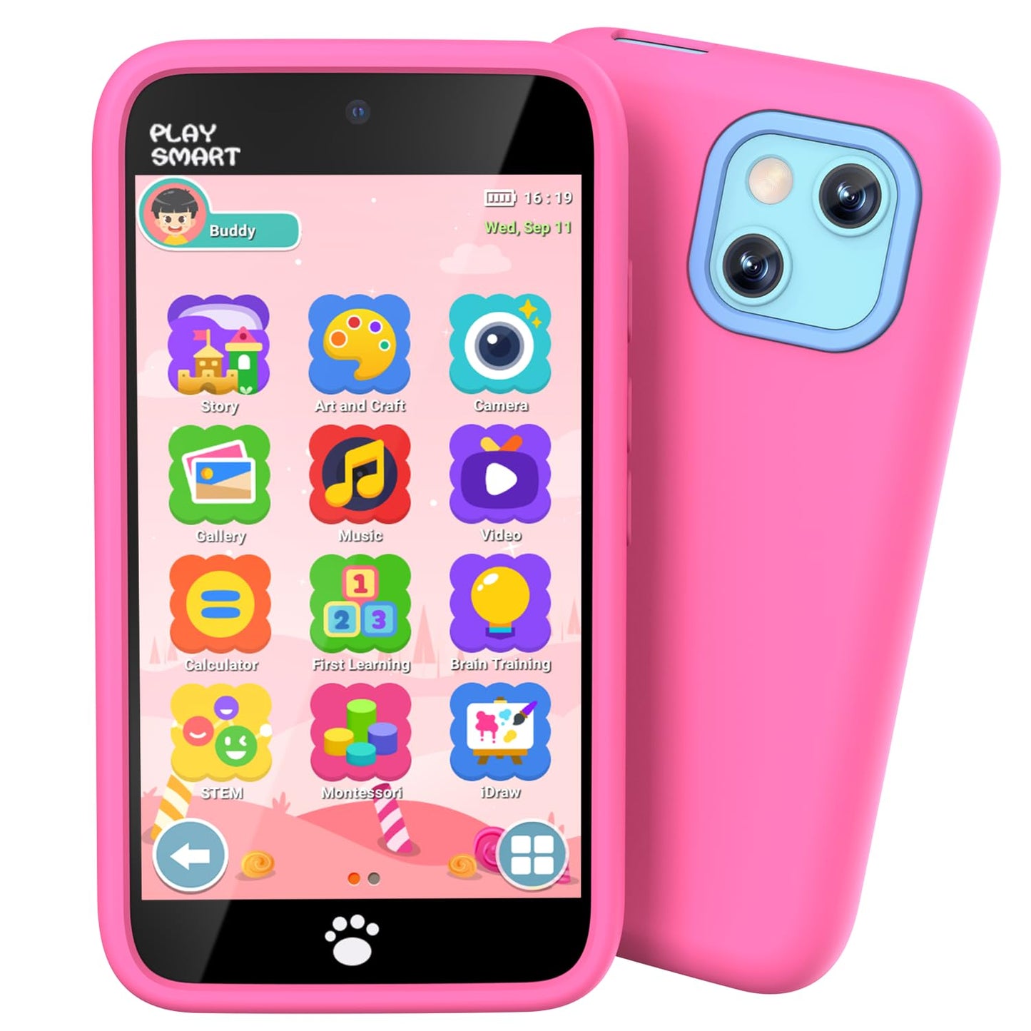 MOMILLA Toys Kids Smart Phone for Girls – Dual Camera, 200+ Educational Games, Parental Controls