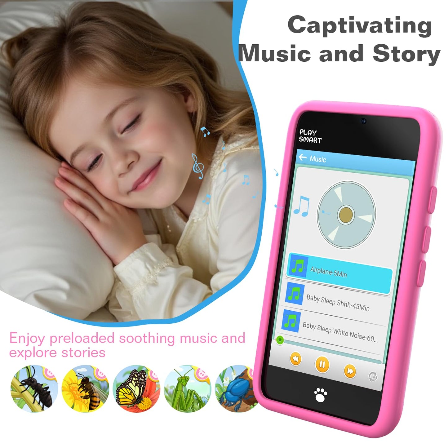 MOMILLA Toys Kids Smart Phone for Girls – 3.97-inch Display, 200+ Games, 16GB Storage