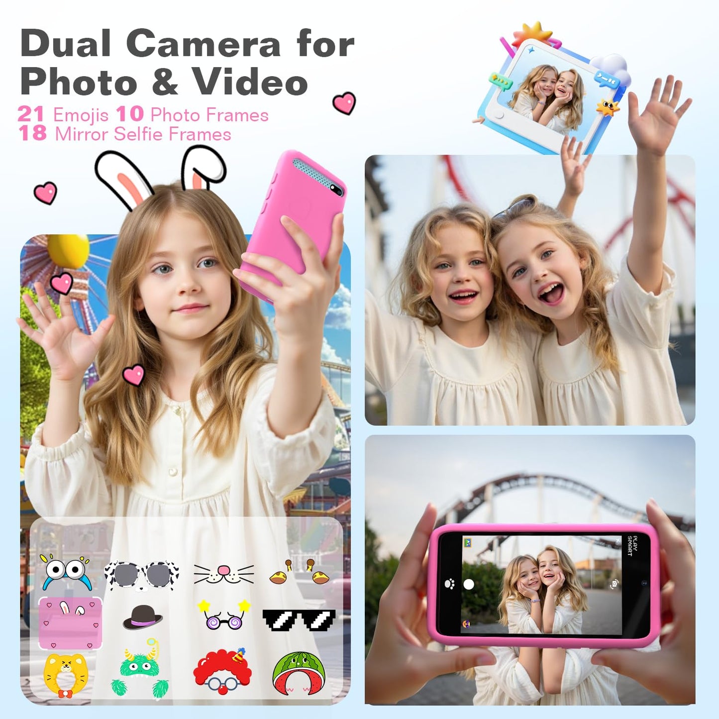 MOMILLA Toys Kids Smart Phone for Girls – 3.97-inch Display, 200+ Games, 16GB Storage