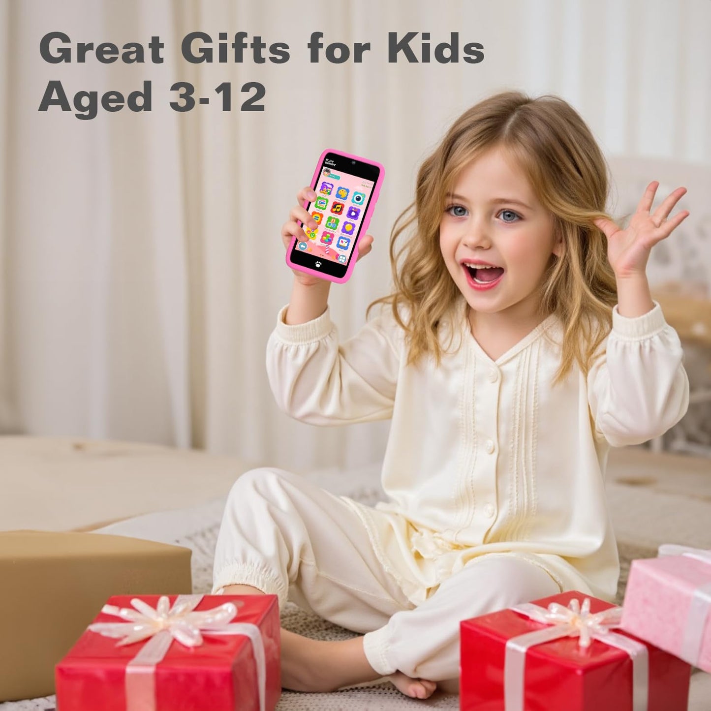 MOMILLA Toys Kids Smart Phone for Girls – 3.97-inch Display, 200+ Games, 16GB Storage