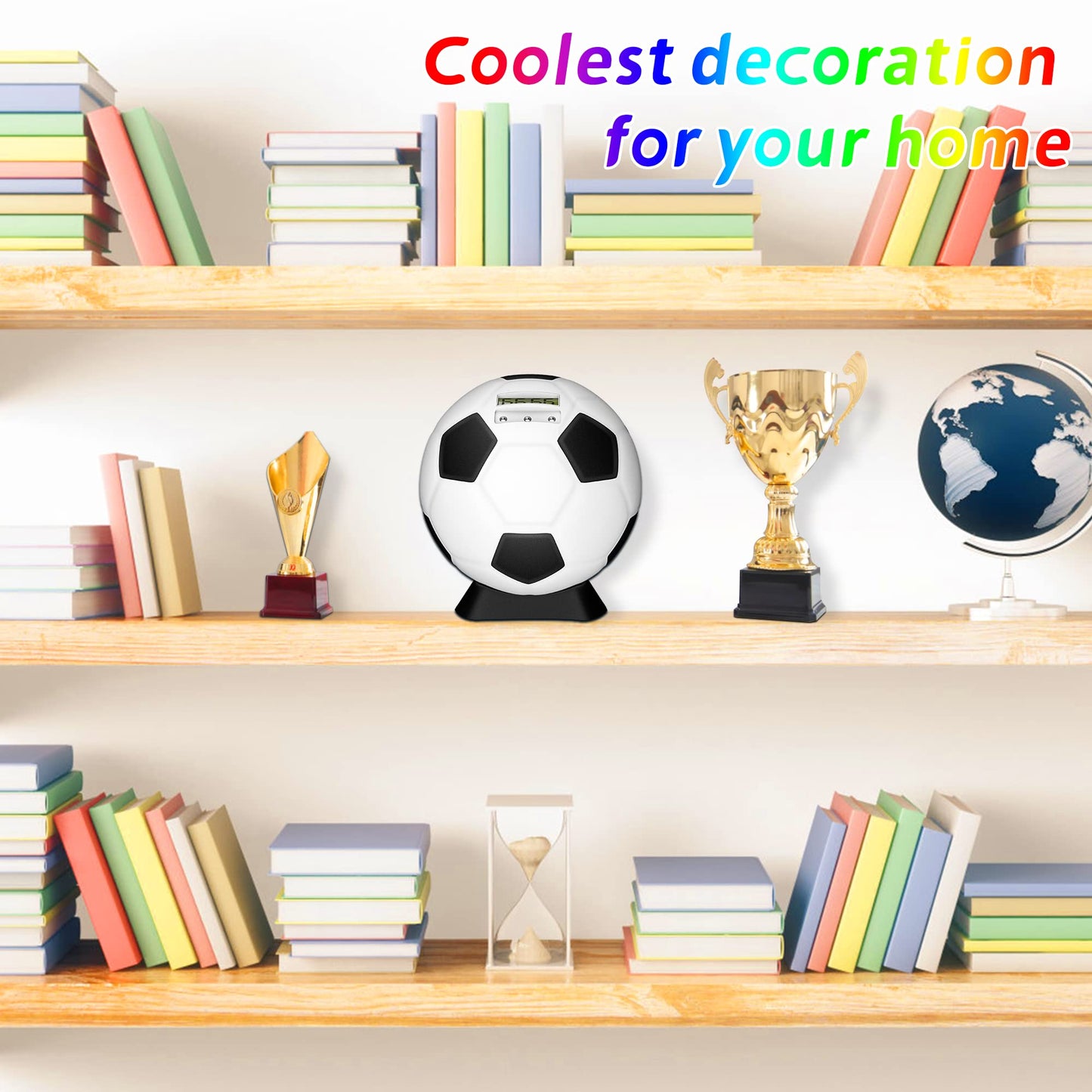 MOMMED Soccer Ball Piggy Bank for Boys — Digital Coin Bank with LCD Display