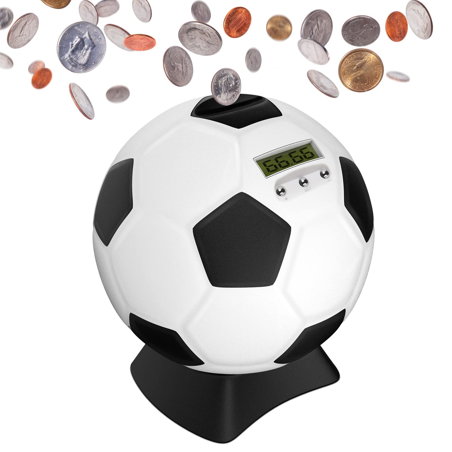 MOMMED Soccer Ball Piggy Bank for Boys — Digital Coin Bank with LCD Display