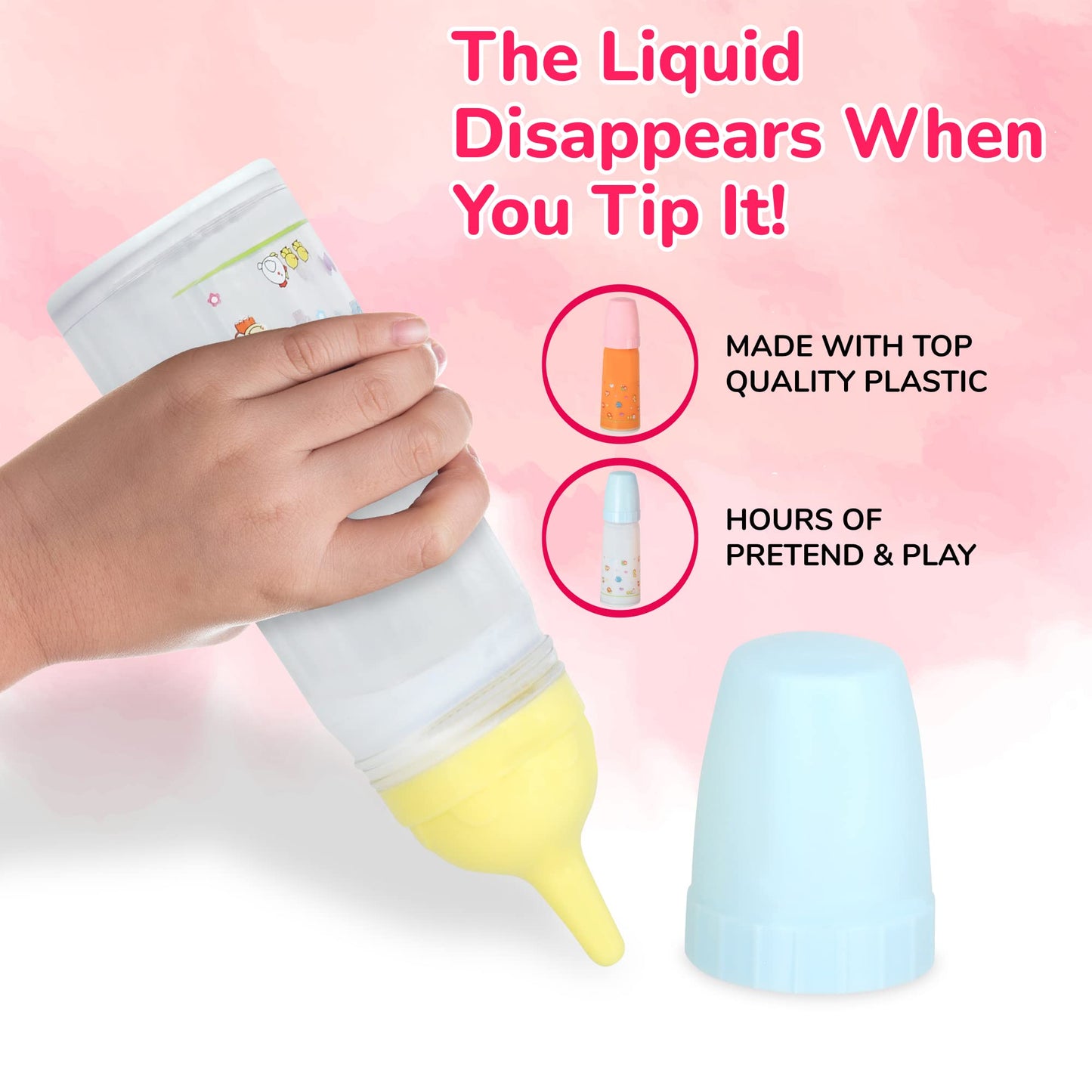 Mommy & Me Toy Magic Baby Doll Bottles – Disappearing Milk & Juice (2 Pack)