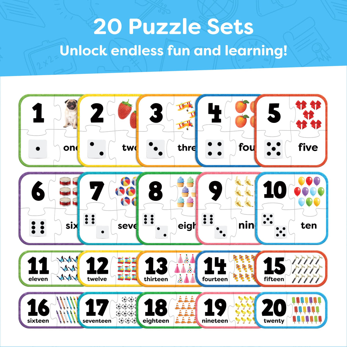 Momo & Nashi Number Puzzle Kindergarten Math Games – 20 Self-Correcting Puzzles for Toddlers (Ages 3-5)