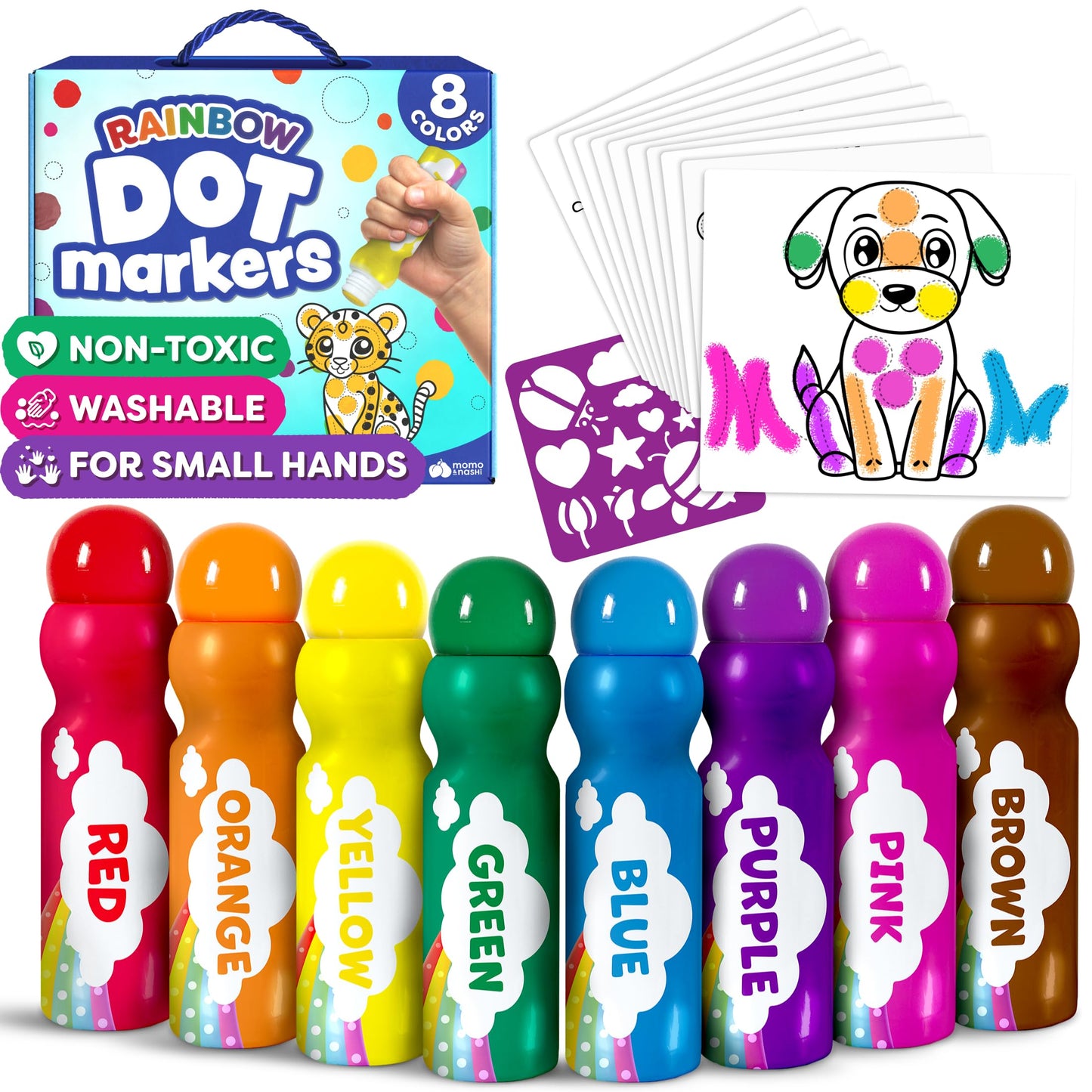 Momo & Nashi Dot Markers for Toddlers 1-3 – Washable Kids Art Kit with Printable Sheets