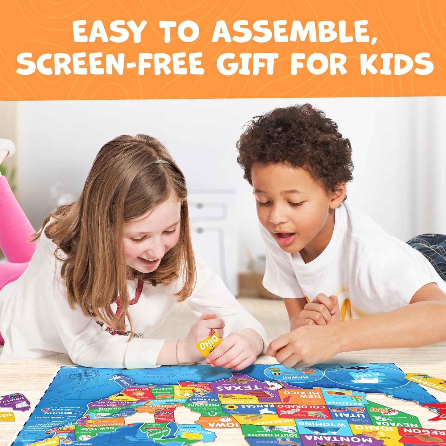 Momo & Nashi 145pc World Map & USA Puzzle for Kids 4-8