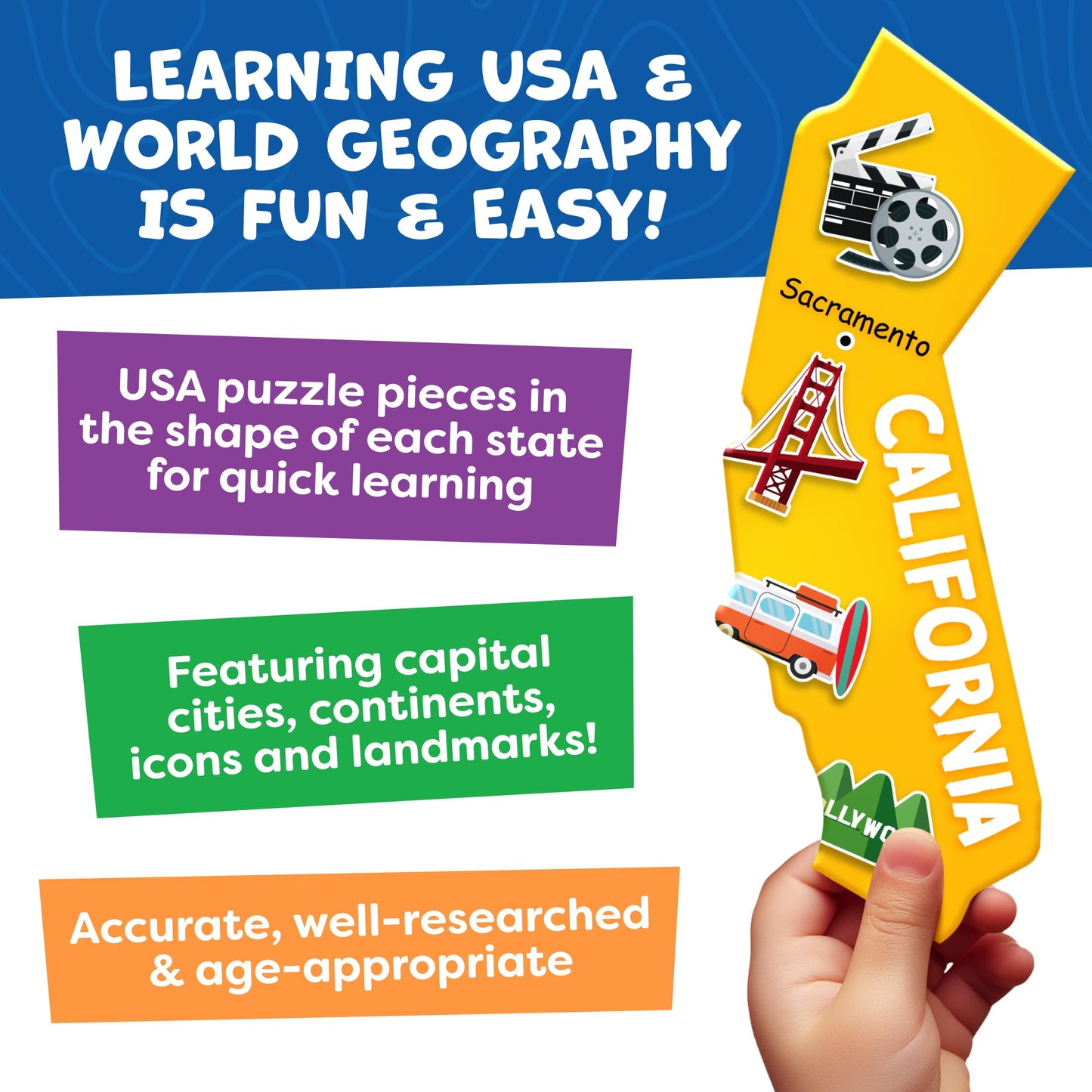 Momo & Nashi 145pc World Map & USA Puzzle for Kids 4-8