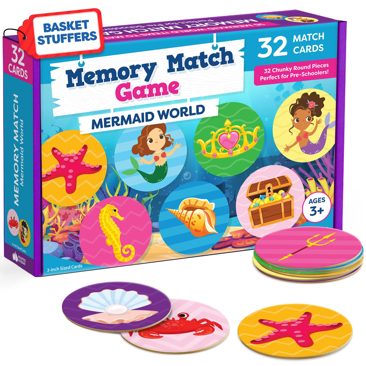 Mermaid Memory Game for Girls 4-6 – 32-Piece Matching Toy by Momo & Nashi
