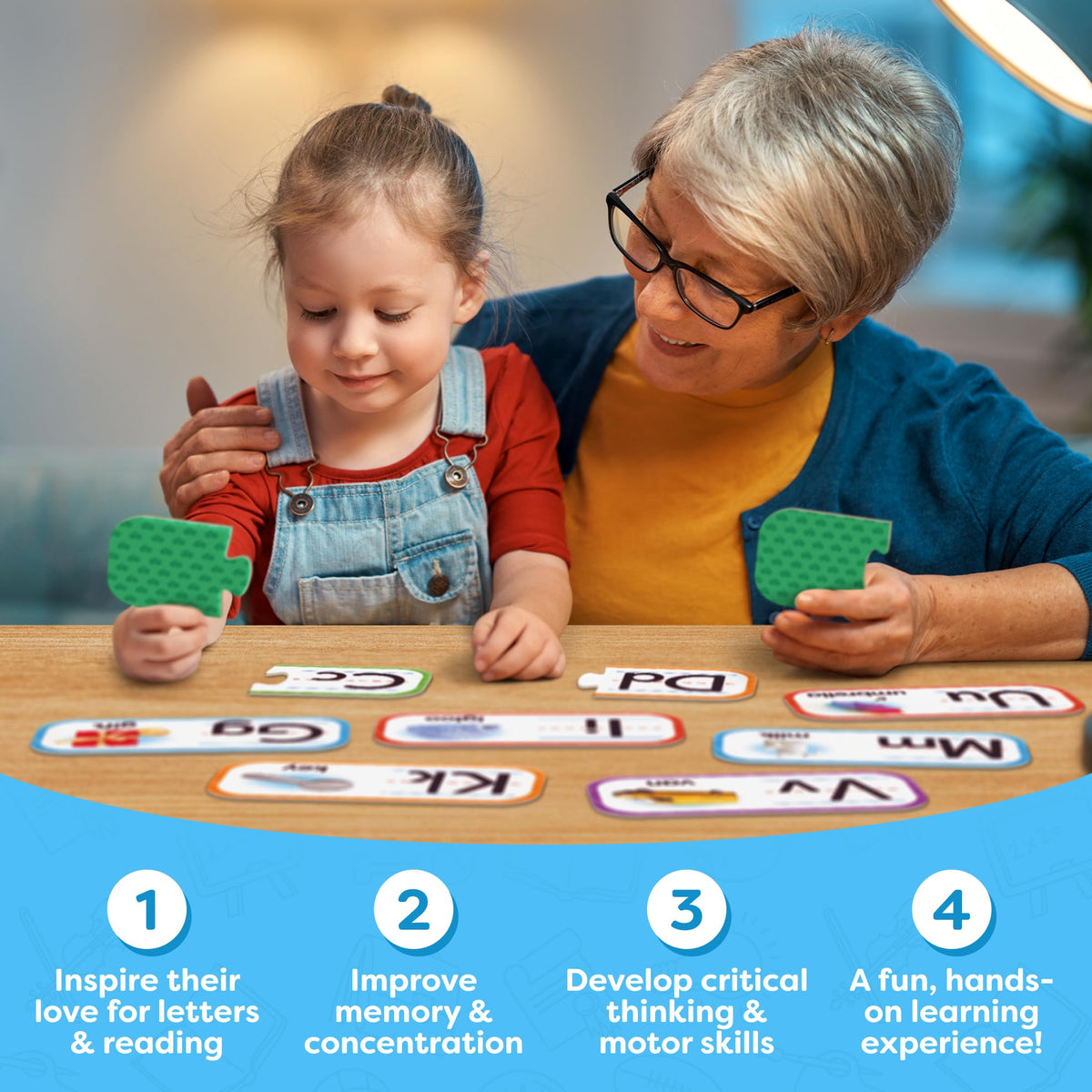 Momo and Nashi Alphabet Puzzle Games for Kindergarten – Self-Correcting ABC Puzzle Set