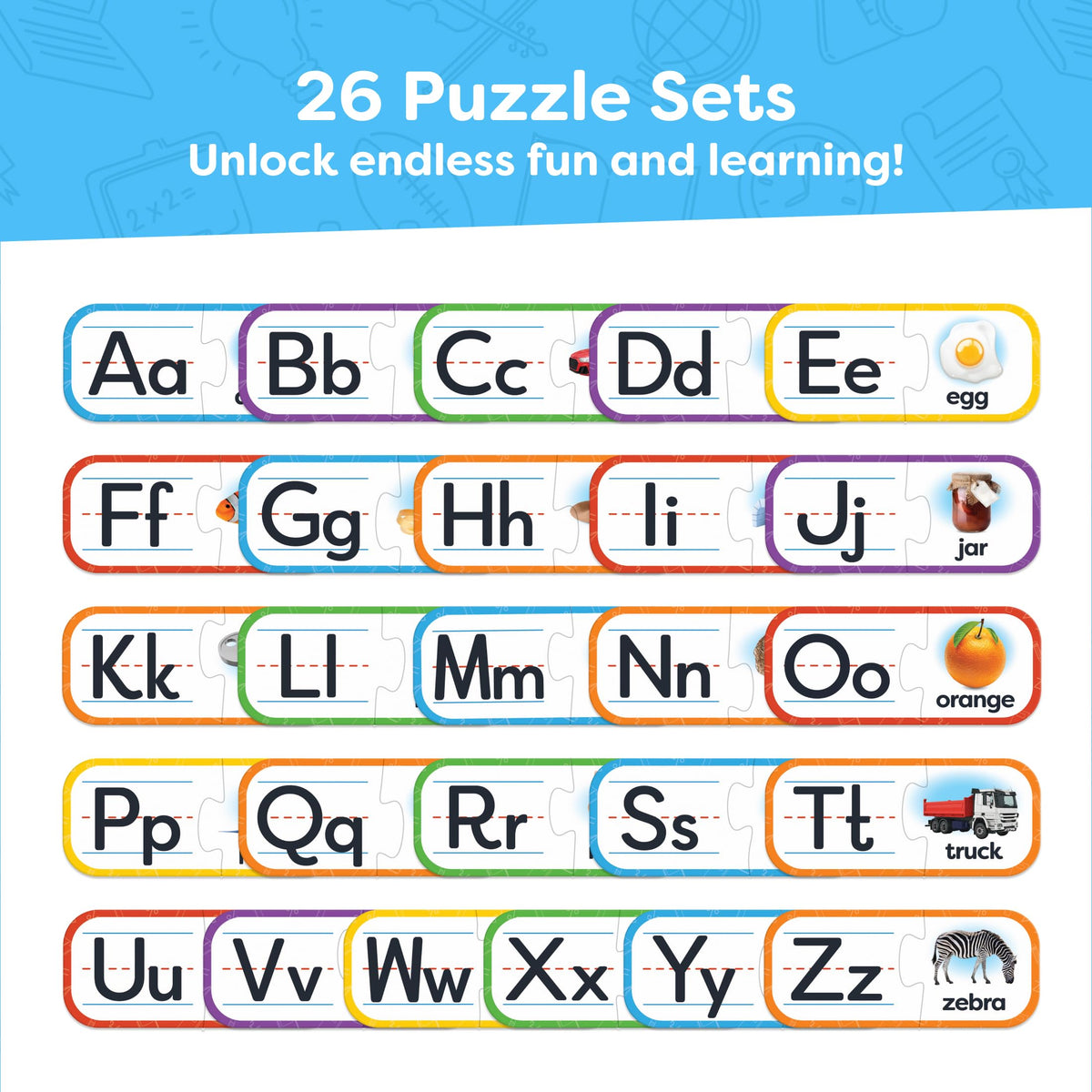 Momo and Nashi Alphabet Puzzle Games for Kindergarten – Self-Correcting ABC Puzzle Set
