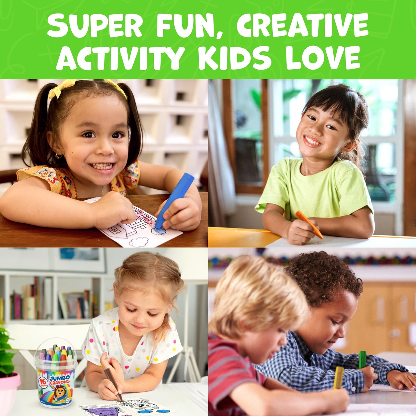 Momo & Nashi Jumbo Crayons – 16pc Toddler Coloring Set (Ages 1-3) | Non-Toxic & Washable
