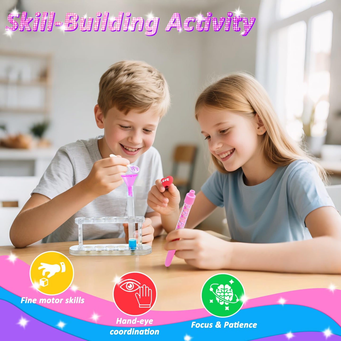 MOMUSE 50 Accessories DIY Pen Making Kit – Create 12 Sparkly Pens with Sequins & Beads for Kids