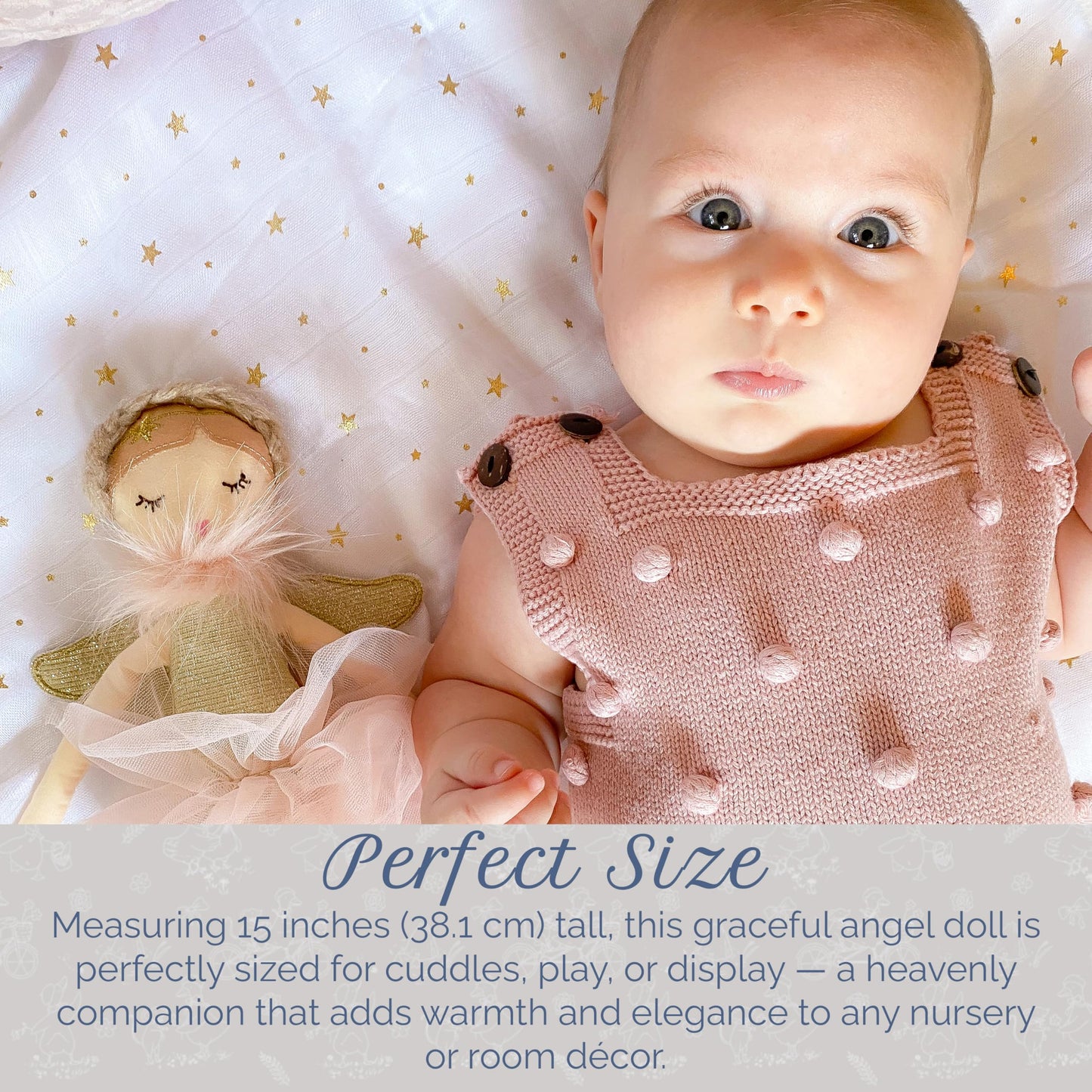 MON AMI Angel Stuffed Doll – 15 Inch Soft Plush Toy for Playtime & Decor