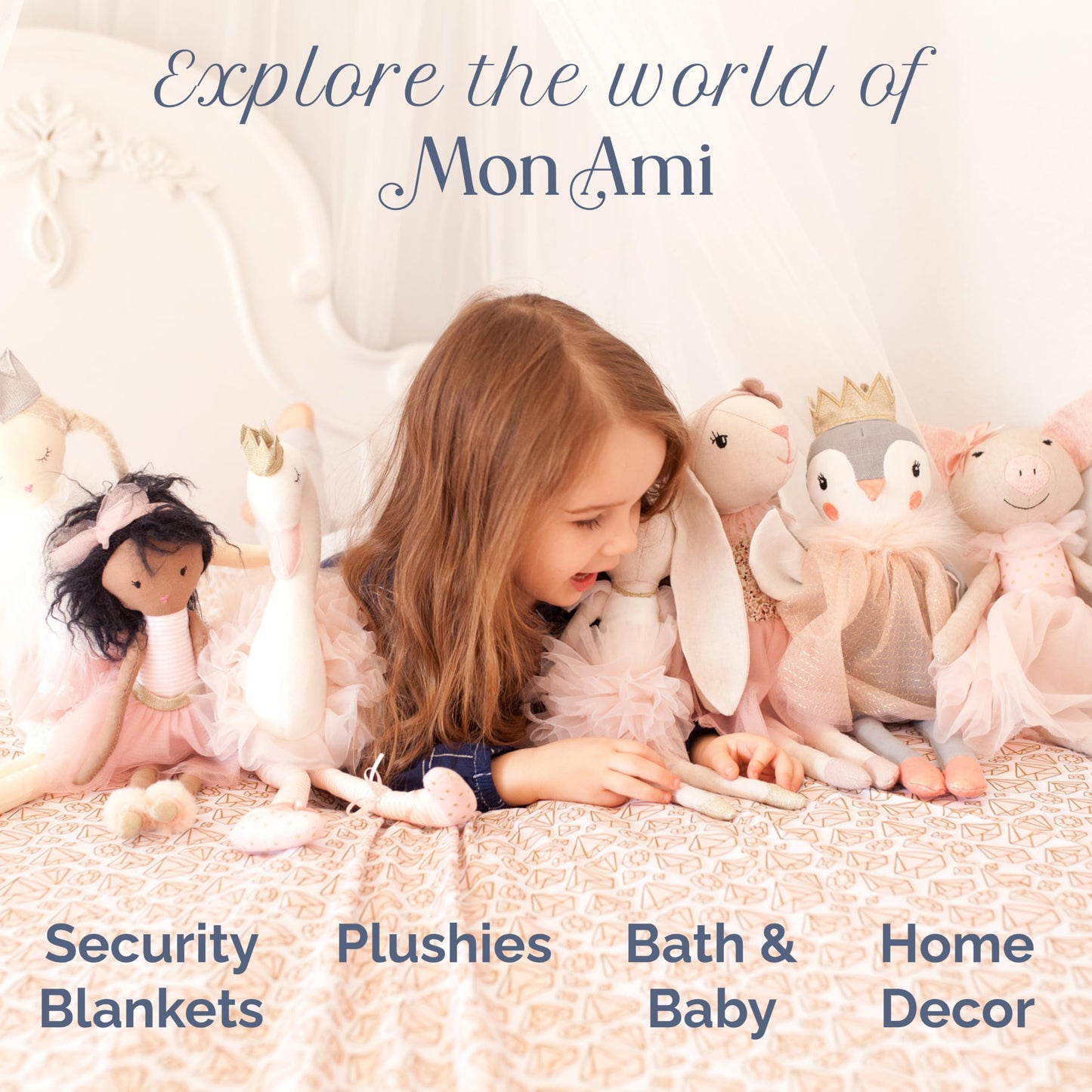 MON AMI Button Bunny Plush Set – 3-Piece 7” Rabbit Stuffed Animals for Baby Snuggles, Playtime, and Nursery Decor