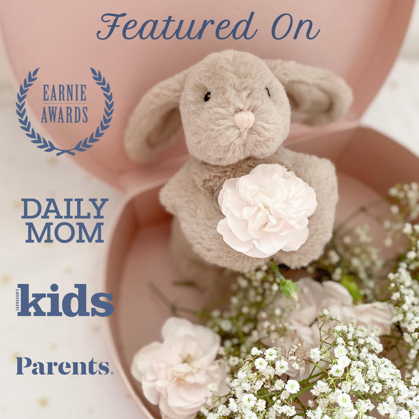 MON AMI Button Bunny Plush Set – 3-Piece 7” Rabbit Stuffed Animals for Baby Snuggles, Playtime, and Nursery Decor