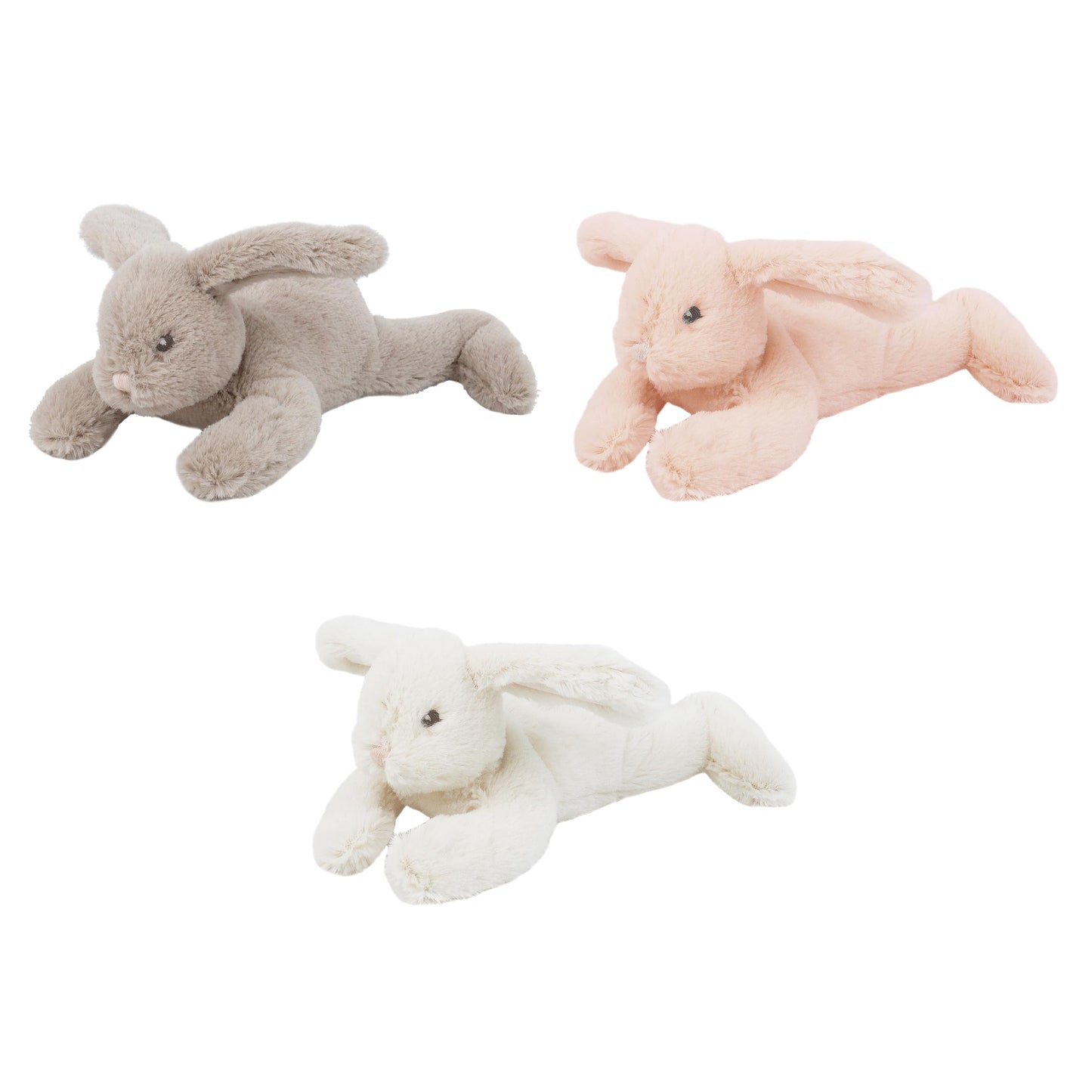 MON AMI Button Bunny Plush Set – 3-Piece 7” Rabbit Stuffed Animals for Baby Snuggles, Playtime, and Nursery Decor