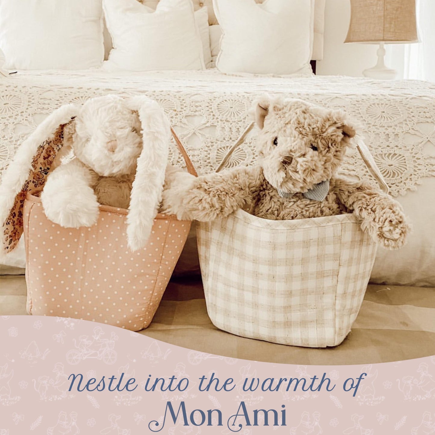 MON AMI Faith The French Bunny Plush Toy — 13-Inch Soft Plush for Nursery Decor & Cozy Companion
