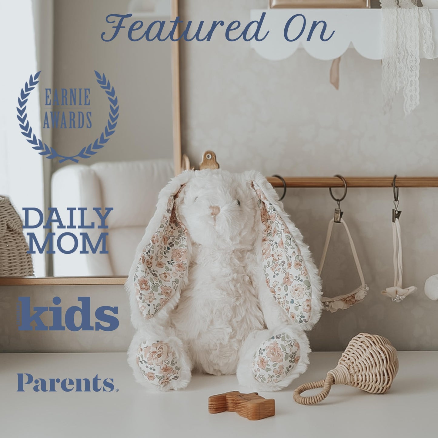 MON AMI Faith The French Bunny Plush Toy — 13-Inch Soft Plush for Nursery Decor & Cozy Companion