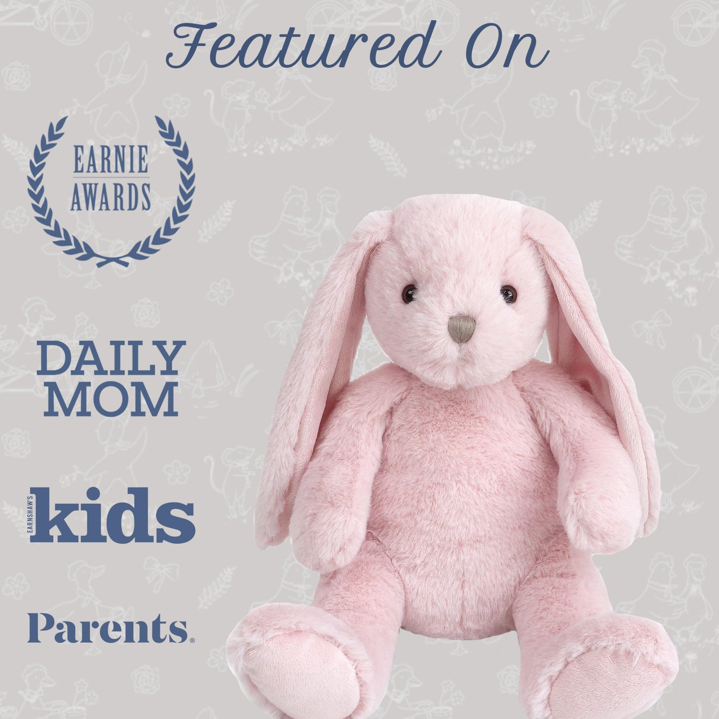 MON AMI Rosie The Bunny — 13-Inch Pink Plush Rabbit | Cuddly Toy & Nursery Decor