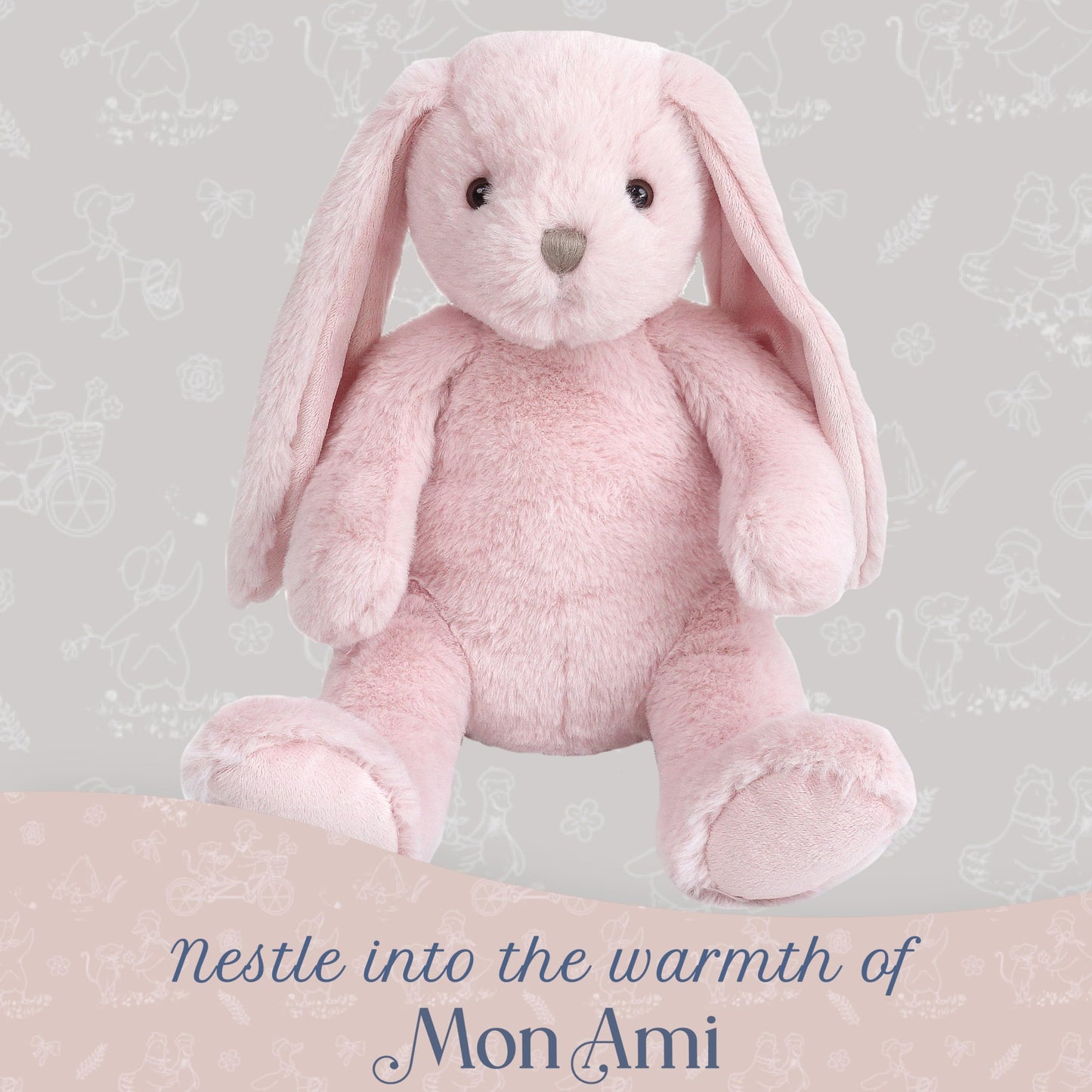 MON AMI Rosie The Bunny — 13-Inch Pink Plush Rabbit | Cuddly Toy & Nursery Decor