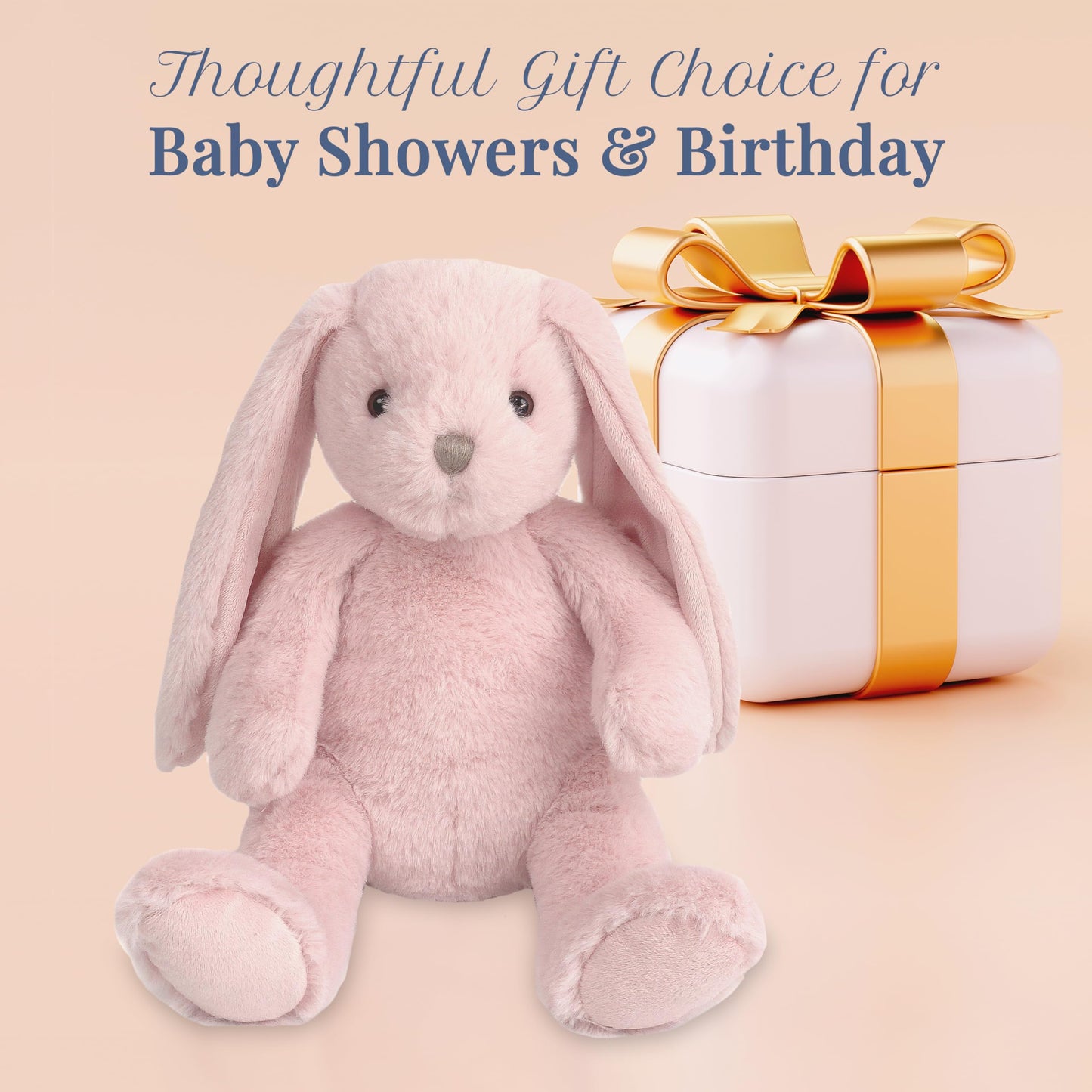MON AMI Rosie The Bunny — 13-Inch Pink Plush Rabbit | Cuddly Toy & Nursery Decor