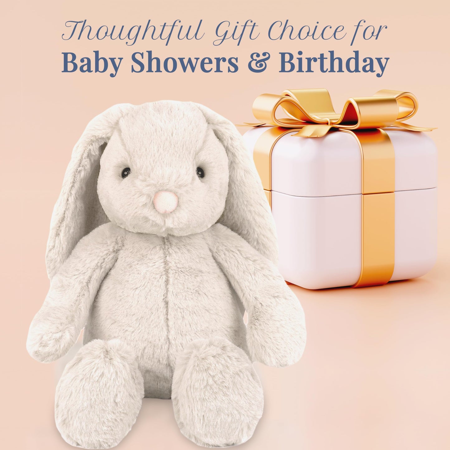MON AMI Sterling Bunny Stuffed Animal – 13-Inch Soft Plush Rabbit | Huggable Gift for Kids