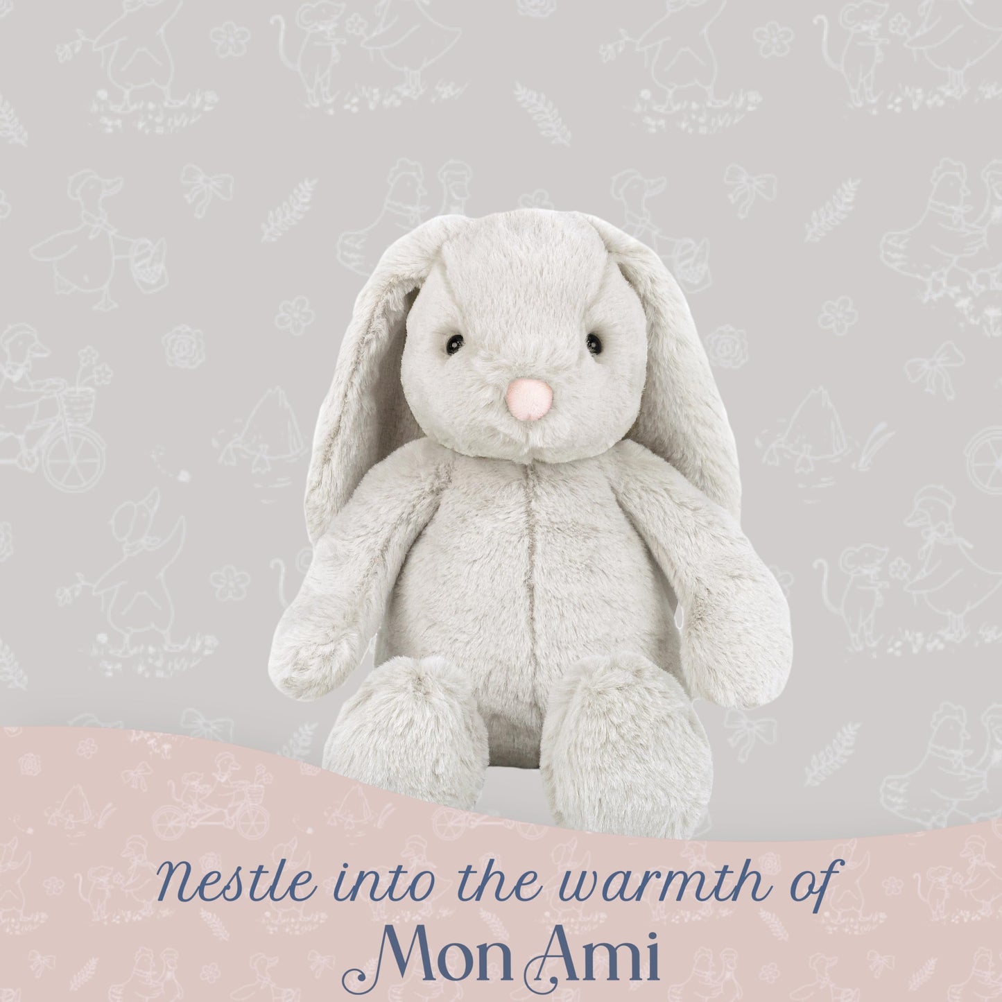 MON AMI Sterling Bunny Stuffed Animal – 13-Inch Soft Plush Rabbit | Huggable Gift for Kids