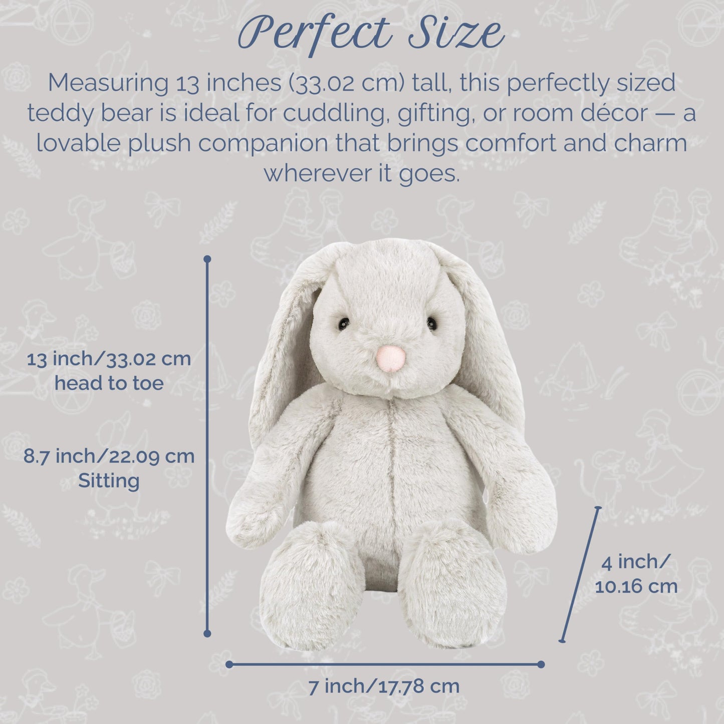 MON AMI Sterling Bunny Stuffed Animal – 13-Inch Soft Plush Rabbit | Huggable Gift for Kids