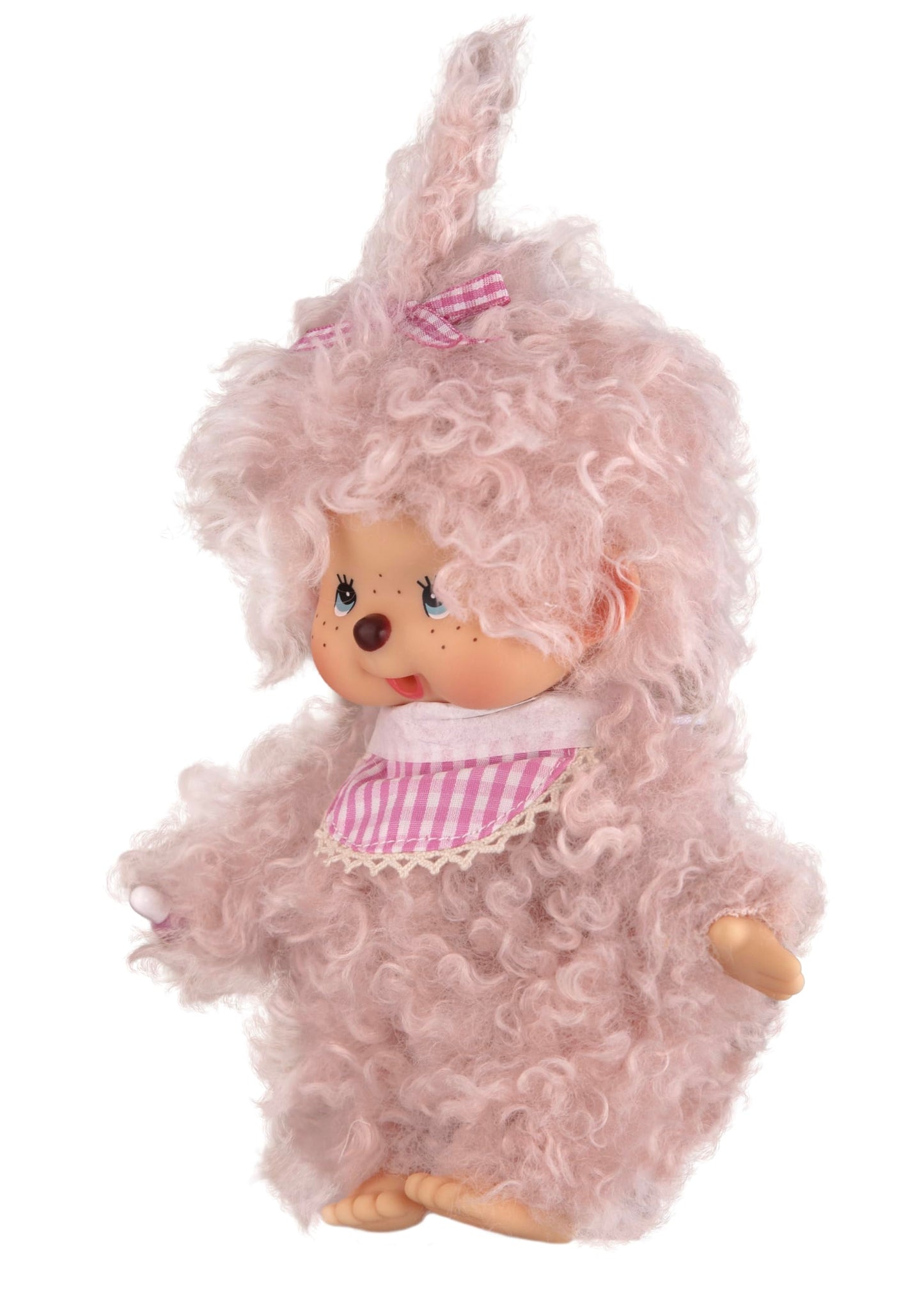 Monchhichi Fluffy Pink Beige Girl 8-Inch Plush Premium Cuddle Toy